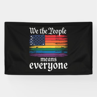 私たち国民はみんなを意味する USAフラグ LGBTQ 横断幕