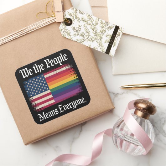 私たち国民は全員を意味する アメリカ LGBT  平等 スクエアシール (ギフト)