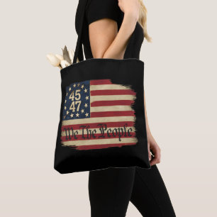 私たち国民 トランプ 45 47 ダストレス ヴィンテージ フラグ トートバッグ