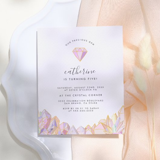 私たち大切の宝石ガーリー誕生会 インビテーションポストカード