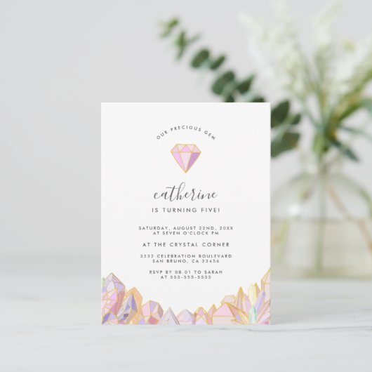 私たち大切の宝石ガーリー誕生会 インビテーションポストカード (スタンド正面)