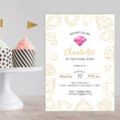 私たち大切ジェムピンク&金ゴールド誕生日招待状 招待状