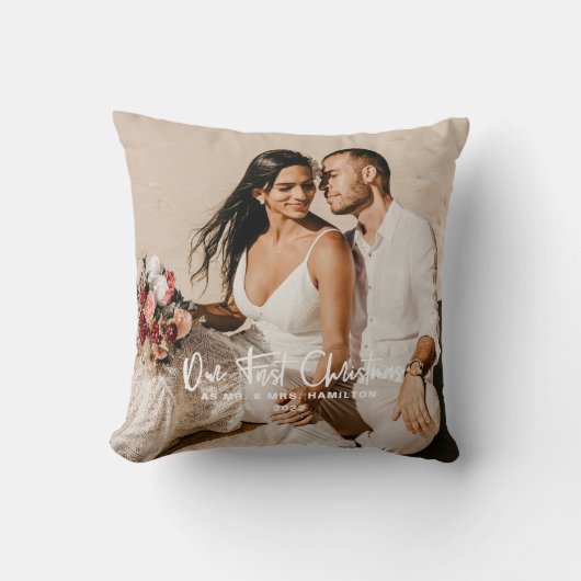 私たち夫婦の初めてのクリスマス写真 クッション (正面)