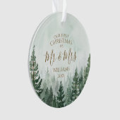 私たち夫婦の初めてのクリスマス フォト パインの森 オーナメント (正面)