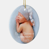 私たち夫婦の初クリスマス＆初孫の写真 セラミックオーナメント (右)
