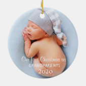 私たち夫婦の初クリスマス＆初孫の写真 セラミックオーナメント (裏面)