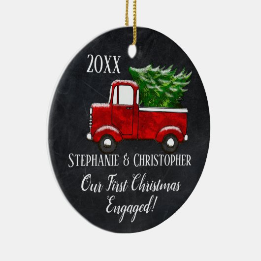 私たち婚約したの初めてのクリスマスは一緒にヴィンテージトラック セラミックオーナメント (右)