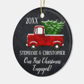 私たち婚約したの初めてのクリスマスは一緒にヴィンテージトラック セラミックオーナメント (左)