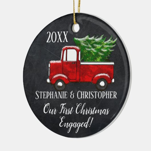 私たち婚約したの初めてのクリスマスは一緒にヴィンテージトラック セラミックオーナメント (左)