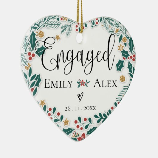 私たち婚約したの初めてのクリスマスレッドベリークリスマス セラミックオーナメント (右)