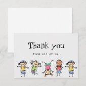 私たち子供たちから心からの感謝を（直訳：私たち子供たちから感謝を）アニメ カートゥーン ファン サンキューカード (正面/裏面)