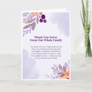 私たち家族一同より看護師さんへ御礼のカード カード