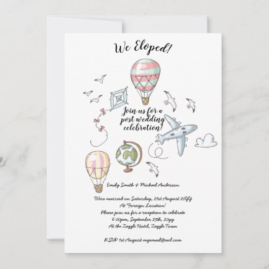 私たち式は身内のみで済ませました - 結婚のお祝いメッセージと写真を送ります 招待状 (正面)