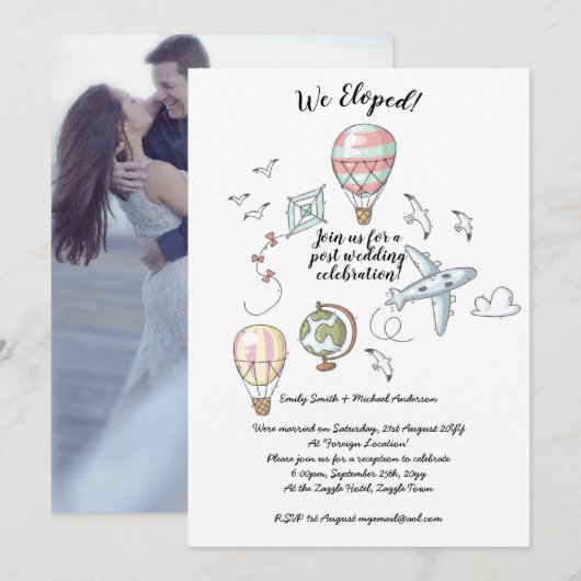 私たち式は身内のみで済ませました - 結婚のお祝い　写真付き招待状 招待状 (正面/裏面)