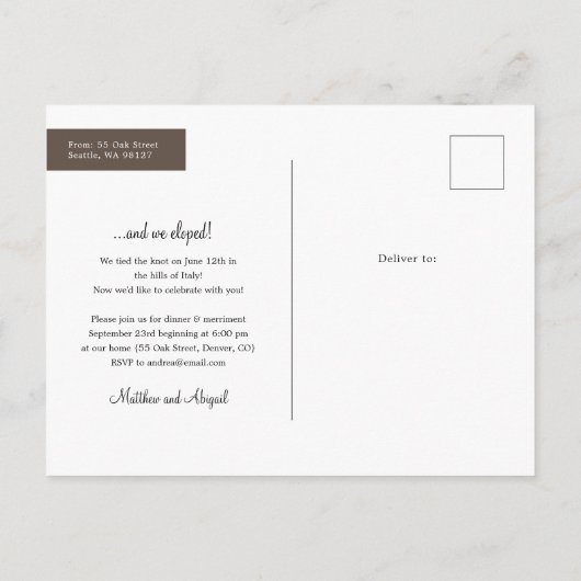 私たち後を追のハートは写真を飛び出した 案内ポストカード (裏面)