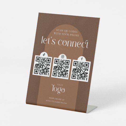 私たち後を追ソーシャルメディア3 QRコードボホテラコッタ 台座サイン (正面)