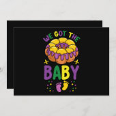 私たち得のベビーマルディグラス妊娠発表 招待状 (正面/裏面)