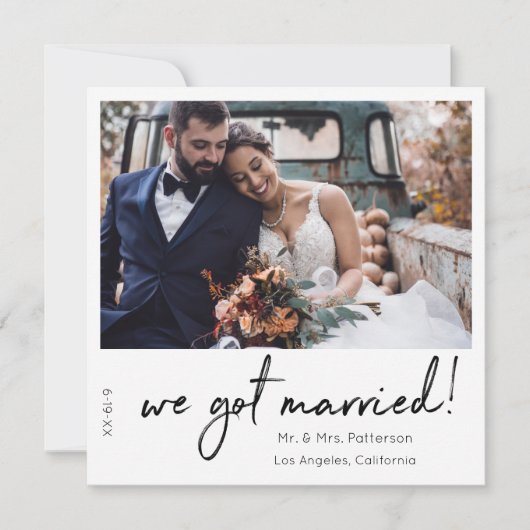 私たち得の写結婚した真のお知らせ 招待状 (正面)