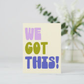 私たち得の感動的引用文緑と紫 ポストカード (スタンド正面)