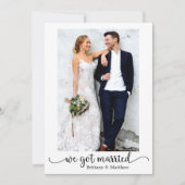 私たち得の結婚したハート書道結婚写真 案内状 (正面)