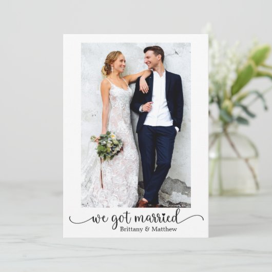 私たち得の結婚したハート書道結婚写真 案内状 (スタンド正面)