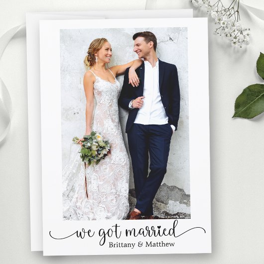 私たち得の結婚したハート書道結婚写真 案内状