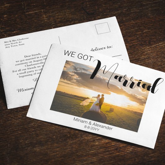 私たち得の結婚した発表はがき ポストカード