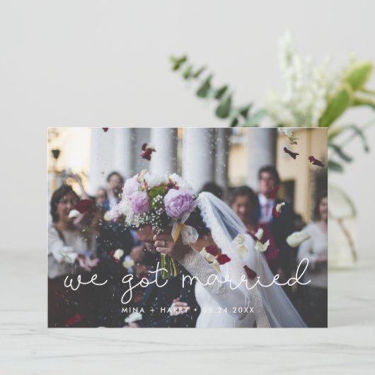 私たち得は結婚した可愛いス結婚クリプトの写真 案内状 (スタンド正面)