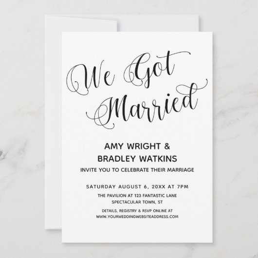 私たち得は結婚した結婚式の後のレセプションのみ 招待状 (正面)