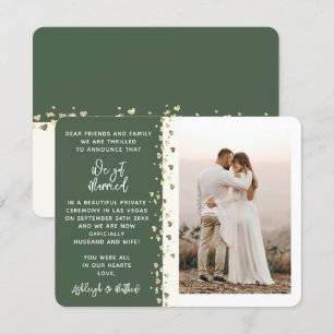 私たち得グリッター結婚したハートフォトグリーン金ゴールド 招待状