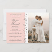 私たち得グリッター結婚したハートフォトピーチアンドホワイト 招待状 (正面)