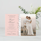 私たち得グリッター結婚したハートフォトピーチアンドホワイト 招待状 (スタンド正面)