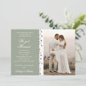 私たち得グリッター結婚したハート写真グリーンホワイト 招待状 (スタンド正面)