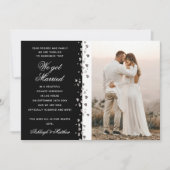 私たち得グリッター結婚したハート写真白黒 招待状 (正面)