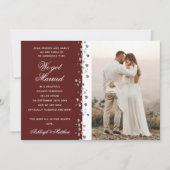 私たち得グリッター結婚したハート写真Burgundy White 招待状 (正面)
