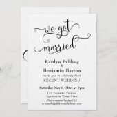 私たち得タイポグラフィ結婚したウェディングレセプションのみ 招待状 (正面/裏面)