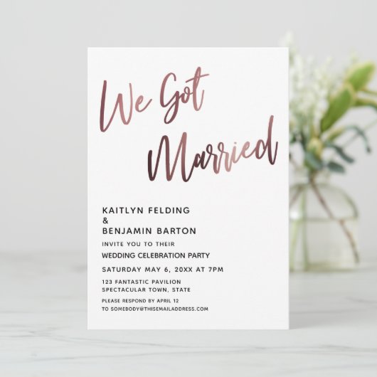 私たち得バラ結婚した金ゴールドウェディングレセプション 招待状 (スタンド正面)