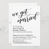 私たち得書道結婚した結婚式の後パーティー 招待状 (正面/裏面)