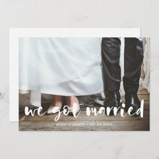 私たち得結婚したはモダン、写真カード 案内状 (正面/裏面)
