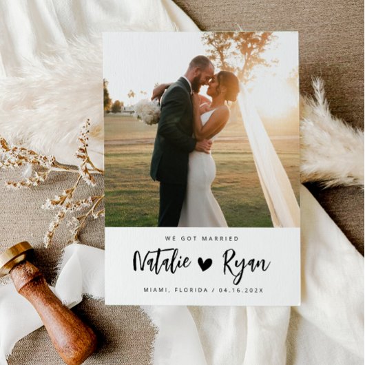 私たち得結婚したカスタムの写真結婚の発表