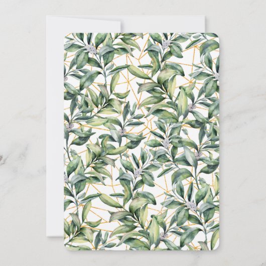 私たち得結婚したシンプルは緑の結婚式 招待状 (裏面)