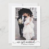 私たち得結婚した赤いハート書道結婚写真 案内状 (正面)