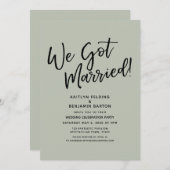 私たち得結婚した!セージカジュアルグリーン披露宴 招待状 (正面/裏面)