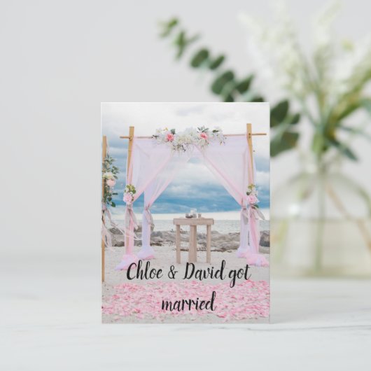 私たち得結婚した!結婚はがき ポストカード (スタンド正面)