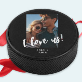 私たち愛してる スクリプト ネームズ アンド フォト ブラック アイスホッケーパック