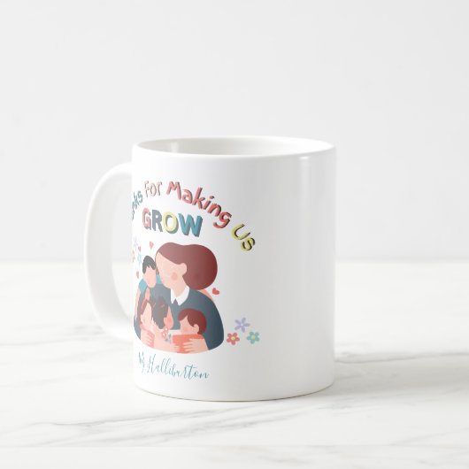 私たち感謝していに先生評価を高めさせていくために コーヒーマグカップ (正面左)