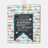 私たち感謝していの勇敢な働き者/ヒーローに セラミックオーナメント (左)