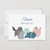 私たち感謝してい全員からおもしろい猫漫画の動物 サンキューカード (正面)