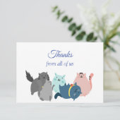 私たち感謝してい全員からおもしろい猫漫画の動物 サンキューカード (スタンド正面)