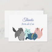 私たち感謝してい全員からおもしろい猫漫画の動物 サンキューカード (正面/裏面)